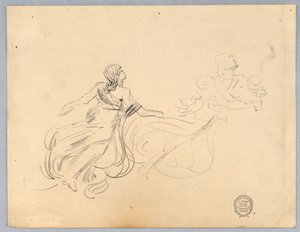 İki Kadın Figürü Kroki by Francis Augustus Lathrop