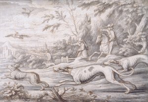 Tavşan Avı (kalem, kahverengi mürekkep ve kağıt üzerinde gri yıkama) by Francis Barlow