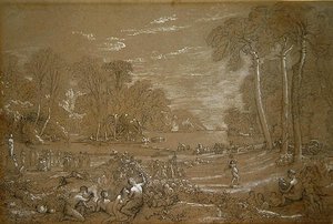Altın Çağ için Çalışma (kalem ve kağıt üzerinde tebeşir) by Francis Danby