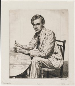 Stephen Bone, Ahşap Bir Blok Kesiyor by Francis Dodd