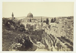 Şehir Duvarı ve Ömer Camii, Kudüs, 1857. by Francis Frith