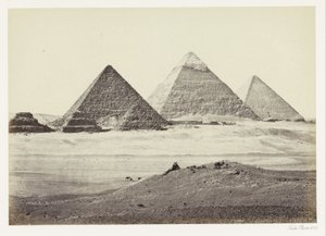 Piramides van Gizeh El Geezeh piramitleri. Güneybatıdan (nesne üzerindeki başlık) by Francis Frith