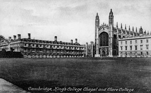 Kings College Şapeli ve Clare College, Cambridge, Cambridgeshire, 19. yüzyılın sonlarında. by Frith and Co