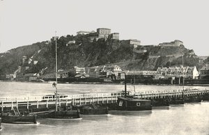 Ren Nehri üzerindeki Ehrenbreitstein Kalesi, Almanya, 1895.