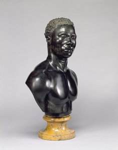 Erkek büstü, c.1758 (siyah kireçtaşı ve sarı mermer) (ayrıca bkz. 281574) by Francis Harwood