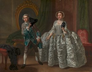 Benjamin Hoadley'nin "Şüpheli Koca" filminde David Garrick ve Bayan Pritchard by Francis Hayman