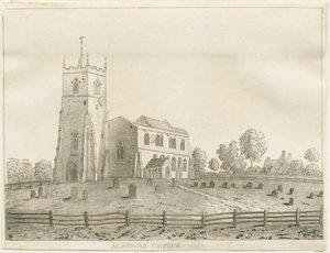 Alrewas Kilisesi: aquatint gravür, nd [?1848] by Francis Jukes