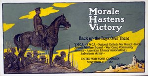 Moral, Zaferi hızlandırır - Oğlanları orada destekleyin United War Work Campaign, 11 - 18 Kasım, pub. 1918 by Francis Luis Mora