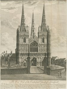 Lichfield Katedrali - Batı Cephesi: gravür ve [18. yüzyıl] (baskı) by Francis Perry