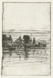 Su üzerinde köy Thames tarafı by Francis Seymour Haden (Sir) (signed by artist)