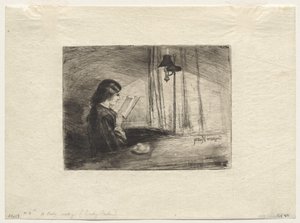 bir bayan okuma by Francis Seymour Haden