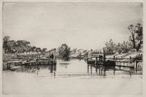 Egham Lock. by Francis Seymour Haden