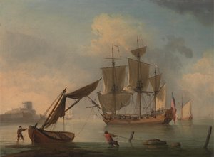 Bir İngiliz Sloopu Kıyıya Yakın Bir Yerde Durduruldu by Francis Swaine