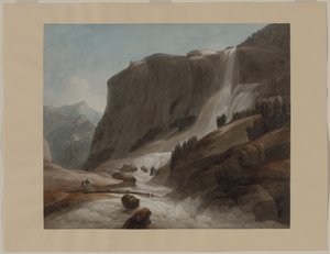 Chiavenna ve Splügen Dağı arasındaki şelale, 1784. by Francis Towne