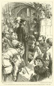 Manastır kilisesinin kapısından girerken, cüzdanını fırlattığı fakir bir adam vardı. by Francis Wilfred Lawson