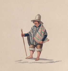 Peru kostümü tasvir eden bir grup çizimden Perulu bir adam, yaklaşık. 1848.