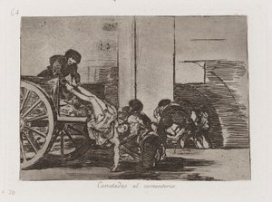 Mezarlığa Araba Yükleri, Savaşın Felaketlerinden Plaka 64 by Francisco de Goya