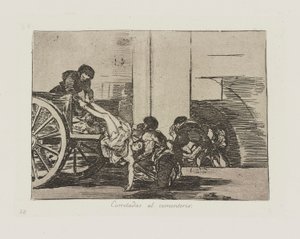Mezarlığa giden yollar. (Mezarlığa Araba Yükleri.), pl. Savaşın Felaketleri dizisinden 64 by Francisco de Goya