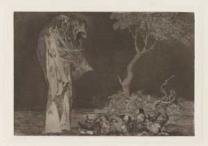 Los disparates (Los atasözü) dizisinden Korku Yoluyla Onurunu Kaybetme olarak da bilinen Korku saçmalığı (Folly of Fear) by Francisco de Goya