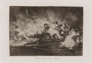 Alevlerden Kaçıyorlar, Savaşın Felaketlerinden 41. Levha by Francisco de Goya