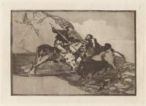 Eski İspanyollar boğaları nasıl avlardı? tarlada at (Antik İspanyolların Açık Arazide At Sırtında Boğa Avlama Yolu), La tauromaquia
