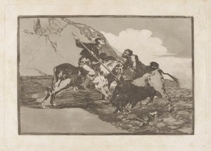 Eski İspanyollar boğaları nasıl avlardı? tarlada at (Antik İspanyolların Açık Alanda At Sırtında Boğaları Avlama Yolu), La tauromaquia