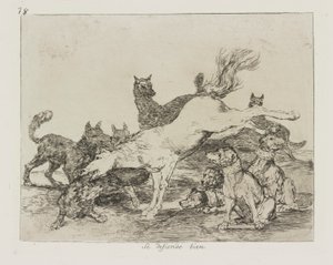 Kendini iyi savunuyor. (Kendisini İyi Savunuyor.), pl. Savaşın Felaketleri dizisinden 78 by Francisco de Goya
