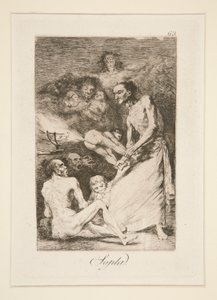 Sopla (Üfleme), pl. Los caprichos serisinden 69 by Francisco de Goya