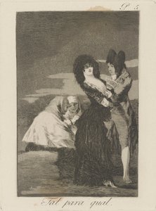 Tal para qual. (Bir Türden İki.), pl. Los caprichos serisinden 5 by Francisco de Goya
