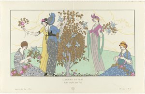 Gazette du Bon Ton, 1914 - No. 5, Pl. 42: Maypole / Yaz için sade elbiseler (nesne üzerindeki başlık) by Francisco Javier Gosé