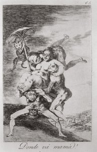 193-0082165 Annem nereye gidiyor?, 'Los caprichos'un 65. levhası by Francisco Jose de Goya y Lucientes