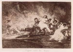 GOYA Y LUCIENTES, Francisco de (1746-1828). Alevlerden kaçarlar. 1810-1812. (16,1 x 23,3 cm). "Savaşın Felaketleri"nin 47. Levhası. gravür İSPANYA. MADRİD (ÖZERK TOPLULUK). Madrid. Ulusal Kütüphane by Francisco Jose de Goya y Lucientes