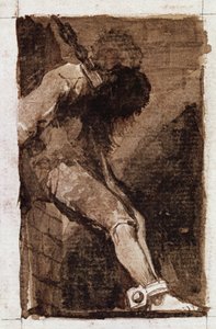 Suçluysa çabuk ölür. (Aquatint, c.1810) by Francisco de Goya