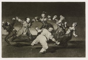 Neşeli çılgınlık (Disparate alegre), "Los Proverbios" dan 12. Levha, c.1819-24 (gravür, aquatint, lavis, cilalayıcı, kuru nokta ve kağıt üzerinde burin) by Francisco de Goya