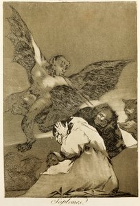 Francisco de Goya (1746-1828), Capricci serisinde gravür ve aquatint numarası 48 (circaprichos) tarafından Snitches