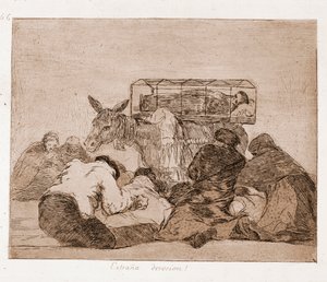 Savaşın Felaketleri: Garip bağlılık (hazırlık çiziminden gravürleme) by Francisco de Goya