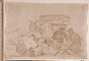 The Disasters of War: Garip bağlılık (hazırlık çizimi) by Francisco de Goya