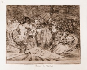 Savaşın Felaketleri: Gerçek öldü (hazırlık çiziminden gravür by Francisco de Goya