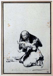 Yanlış Kadın Antropofaji Sahnesi, bir cadının çocuğu olur. Francisco Goya y Lucientes (1746-1828) Sun tarafından gri yıkama. 0,21x0,14 m Paris, Louvre Müzesi by Francisco de Goya