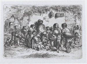 Levha 11: Açık havada, İspanyolların gelenek ve eğlencelerinden bir grup insan..., 1850.