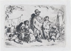 Levha 2: Sokaktaki bir grup insan, muhtemelen dilenciler, gelenek ve..., 1850 dizisinden.