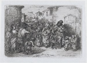Plaka 3: İspanyol gelenek ve eğlencelerinden bir grup sokak müzisyeni ..., 1850.