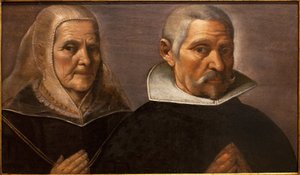 Dua eden yaştaki bir çiftin portresi. Francisco Pacheco (1564-1644), 1630 dolaylarında tablo. Sevilla, İspanya Güzel Sanatlar Müzesi.