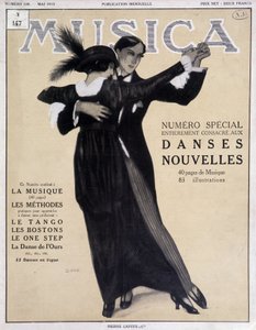 Numero özel danslar nouvelles (tango dansı yapan çift) - İllüstrasyon, Francisco Javier Gose (1876-1915) “” Musica”””da, Mayıs 1913