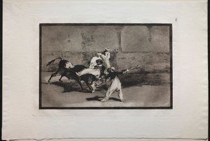 Boğa Güreşi: Yüzükteki Boğa Tarafından Yakalanan Bir Moor, 1876. by Francisco de Goya
