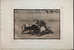 Boğa Güreşi: Bir Picador Atsız ve Boğanın Altına Düşüyor, 1876. by Francisco de Goya