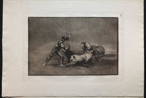 Boğa Güreşi: Bir İspanyol Şövalyesi Atını Kaybettikten Sonra Boğayı Öldürdü by Francisco de Goya