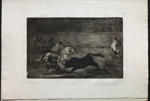 Boğa Güreşi: Asistanların Yardımıyla Kısa Mızrakları Kıran İspanyol Atlı Şövalye by Francisco de Goya