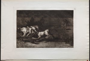Boğa Güreşi: Mariano Ceballos, diğer adı Kızılderili, Boğayı Atından Öldürüyor by Francisco de Goya