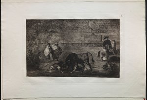 Boğa Güreşi: Köpek Boğanın Üzerinde Gevşek by Francisco de Goya